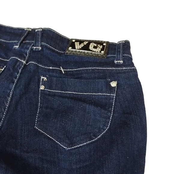 Virgin Only Embellished Metallic Thread Flare Jeans Sz 5 - Picture 5 of 10